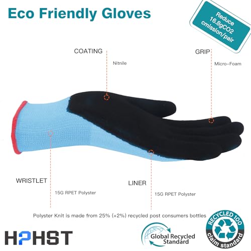 Work Gloves for Women, Eco Friendly Safety Work Gloves with Breathable Rubber Coated, Smart Touch,3 Pairs - color: Blue, size: Small