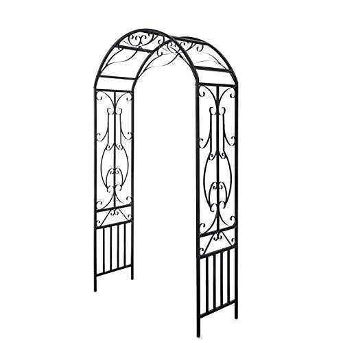 kinbor Garden Arches Arbor, Outdoor Black Metal Arbor, Wedding Archway