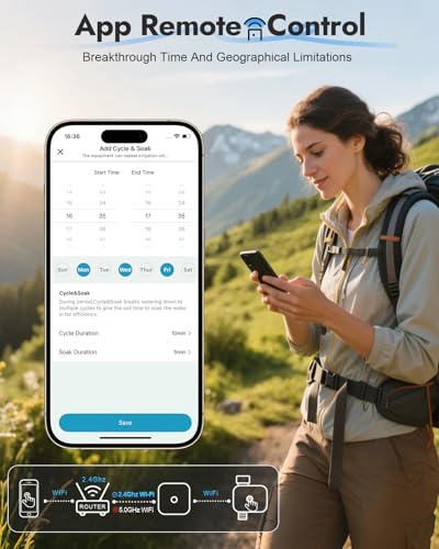 WiFi Water Timer Brass Inlet, 1-Zone Smart Hose Faucet Timer App & Voice Control via 2.4GHz WiFi, Sprinkler Timers w/Auto/Manual/Rain Delay Modes for Garden/Lawn, Works with Alexa & Google Assistant - size: WiFi