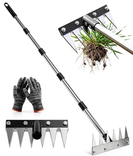 Weeding Rake Puller Tool for Garden,Heavy Duty Iron Weed Puller Cutter Tool - style: 6 Teeth