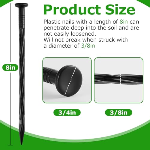 200Pcs 8-Inch Plastic Landscape Edging Spikes, Spiral Anchoring Nails for Weed Barrier, Paver Edging, Landscape Edging, Artificial Turf, Grass Pathways, and More - style: 200pcs