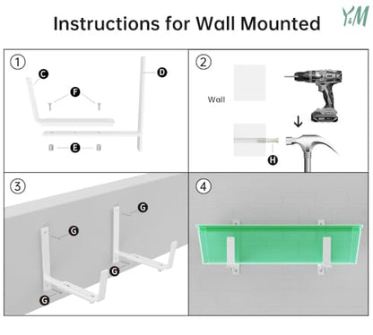 Y&M Adjustable Window Box Brackets 4 Pack, Wall Mount Planter Box Brackets - size: Set of 4- White
