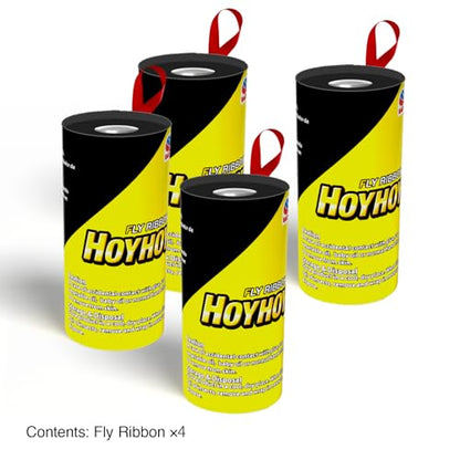 HOY HOY Fly Ribbon 4 Traps (1 Pack) - Multi-Insect Catcher for Home & Garden, Super Sticky, Long Lasting