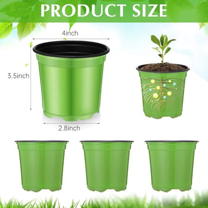 Havawish 150 Pcs 4 Inch Nursery Pots with Drainage Holes, Green - color: Green