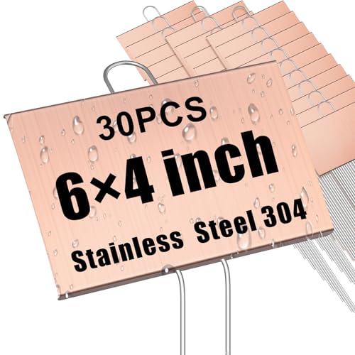 Landhoow 30 Pcs Large Plant Marker, 6'' X 4'' with 11'' Stake, Rose Gold - color: Rose Gold, size: 4'' X 6'' with 11'' Stake