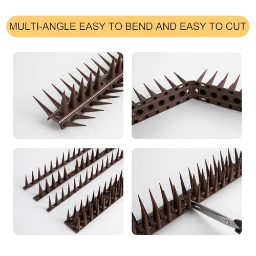 OFFO Bird Spikes for Pigeon Woodpecker Crow, Outdoor Use for Balcony Patio Window, Easy to Install, Brown, Covers 8.3 Feet(2.5m) - color: Brown