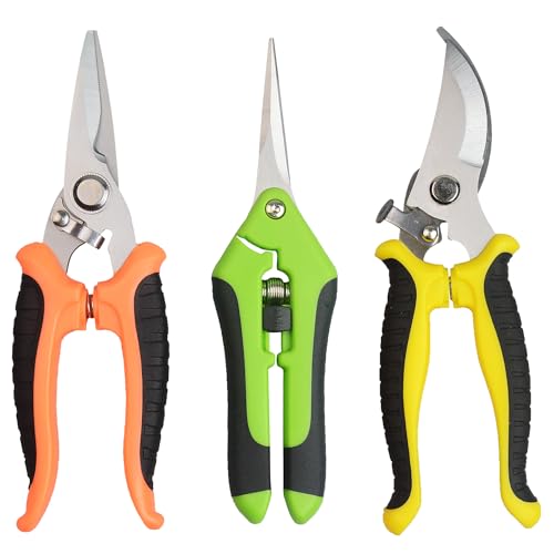 3Pcs Stainless Steel Garden Pruning Shears for Plants (Multicolor） - color: Multi-color