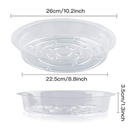 Rocutus Plant Saucer,20 Pack Plastic Plant Saucer Drip Trays Small Plant Plate Dish,Heavy Duty Clear Plastic Plant Saucers Flower Pot Tray Flower Pot Drip Pan for Indoor and Outdoor Plants (10 Inch) - size: 10 Inch