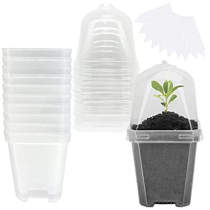 10 Pcs 3" Clear Plant Nursery Pot with Humidity Dome, Plastic Gardening Pot - color: 10pcs-white, size: 3 Inch
