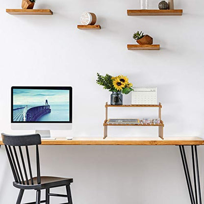 GURECOD 2 Tiers Bamboo Plant Stand Shelf, 18.5" Length - size: 18.5" Length
