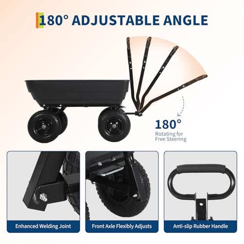 Garvee 1200Lb Garden Dump Cart, Heavy Duty All-Terrain Utility Wagon - color: Black, size: 1200 LBS