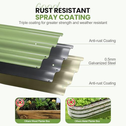 G GOOD GAIN Round Raised Garden Bed Outdoor, 2x2x1ft, 3Pcs, Olive Green - color: Olive Green, size: 2x2x1 FT (3 Packs)