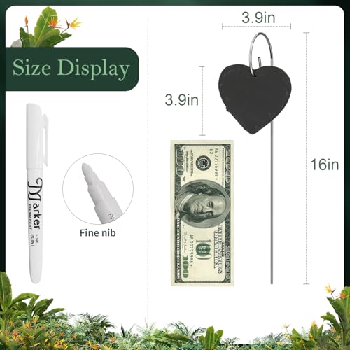 10-Pack Marble Heart Shaped Garden Markers,Weatherproof Metal Plant Labels Large Planting Seedling Stake Signs, for Seedlings Herbs Vegetable Greenhouse Gifts with White Marker Pen Labels - color: Marble Heart Shaped
