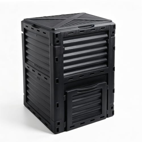 LAUSAINT HOME Outdoor Compost Bin, 80 Gallon Large Capacity Composter for Garden Waste, Fast Creation of Fertile Soil, Black - size: 80 gallon
