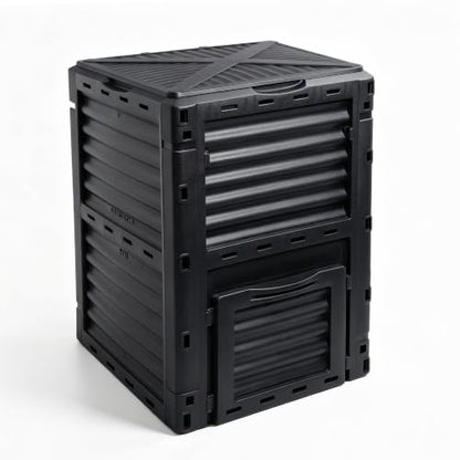 LAUSAINT HOME Outdoor Compost Bin, 80 Gallon Large Capacity Composter for Garden Waste, Fast Creation of Fertile Soil, Black - size: 80 gallon