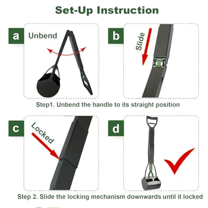 32'' Pooper Scooper for Large Small Dogs Heavy Duty, Long Handle Poop Scoop for Yard, Grass, Gravel, Dog Poop Grabber with High Strength Material and Durable Spring(Dark Green) - size: 1 Piece(32-inch length)Dark Green