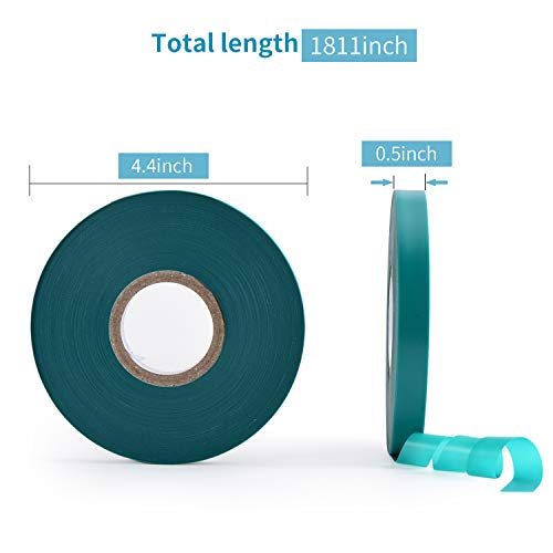 TELENT OUTDOORS 10 Pcs 150 Feet x 1/2" Wide Stretch Tie Tape Green Plant Garden Tie, Garden Vinyl Stake for Branches, Climbing Planters, Flowers (Pack of 2) - size: 1500FT (Pack of 2)
