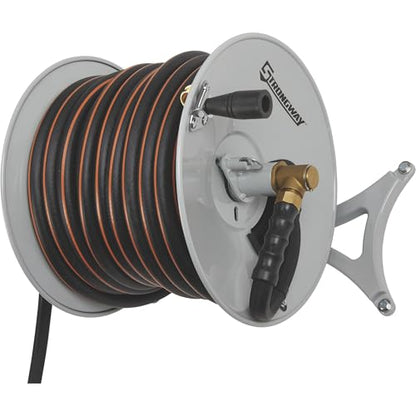 Strongway Wall-Mount Hose Reel, 5/8in. x 150ft. Hose, 150 PSI