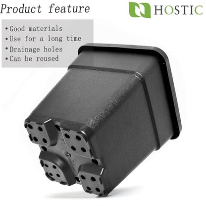 HOSTIC 1 Gallon Square Nursery Pots Flexible Plastic Pots for Plants Gallon Pot with Drainage Holes 10 Pcs - color: Black, size: 1 Gallon-10Pcs