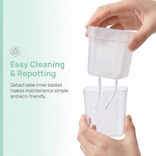 5 Pack 2" Mini Self Watering Pots for Indoor Plants, Clear Plastic Nursery Pots with Drainage Holes for Succulents, Cuttings, Herbs, Includes 50x50cm Gardening Mat