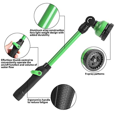 STYDDI Watering Wand for Garden Hose, Lightweight Metal Turret Wand, Green - color: Green