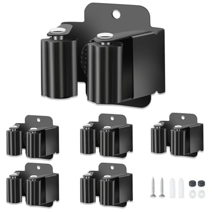 5 PCS Broom Holder Wall Mount, Upgraded Heavy Duty Mop and Broom Holder Wall Mount, Stainless Steel Broom Hanger Mop Holder Rack for Kitchen Laundry Garden Tool Organizer