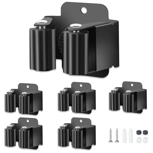 5 PCS Broom Holder Wall Mount, Upgraded Heavy Duty Mop and Broom Holder Wall Mount, Stainless Steel Broom Hanger Mop Holder Rack for Kitchen Laundry Garden Tool Organizer