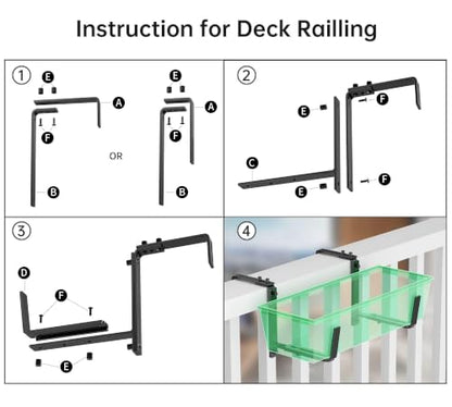 Y&M 6 Pack Window Box Brackets, Adjustable Railing Planter Box Brackets - size: 6p