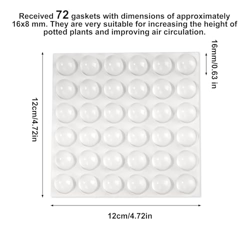 72-Piece Clear Rubber Feet Adhesive Cabinet Bumper Plant Risers