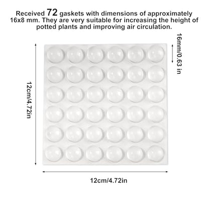 72-Piece Clear Rubber Feet Adhesive Cabinet Bumper Plant Risers