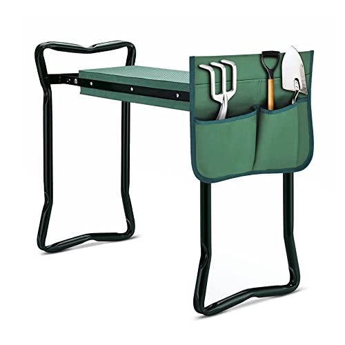 waltyotur Garden Kneeler and Seat Foldable Stool Kneeling Bench with Handles Garden Kneeler Bench Stools with Tool Bag Pouch EVA Foam Pad