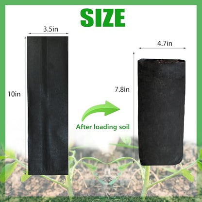 50PCS Deep Nursery Grow Bags, Black Plant Grow Bag for Starting Rooted Plants Vegetable, Flower, Seedling Tree Seedling Pots, 10" H Before Loading Soil - size: 10''H
