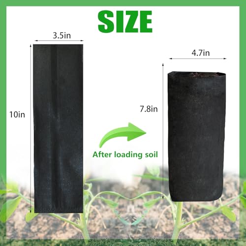 50PCS Deep Nursery Grow Bags, Black Plant Grow Bag for Starting Rooted Plants Vegetable, Flower, Seedling Tree Seedling Pots, 10" H Before Loading Soil - size: 10''H