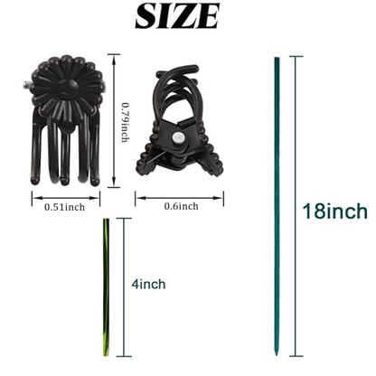 RONYOUNG 100 Pieces Green Bamboo Plant Stakes with 100 Pieces Orchid Clips and 100 Metallic Twist Ties for Supporting Stems Vines Stalks Grow Upright