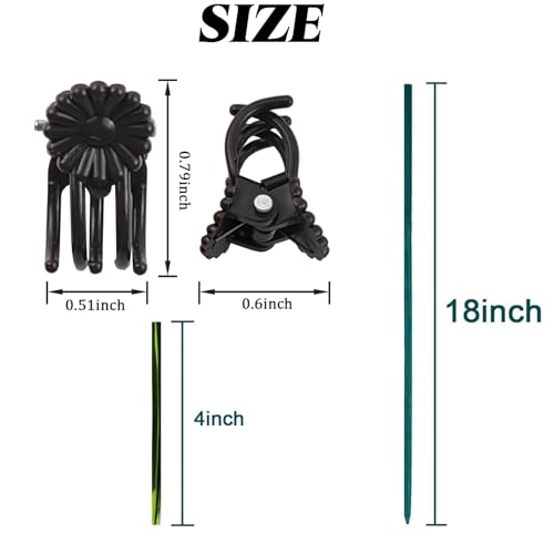 RONYOUNG 100 Pieces Green Bamboo Plant Stakes with 100 Pieces Orchid Clips and 100 Metallic Twist Ties for Supporting Stems Vines Stalks Grow Upright