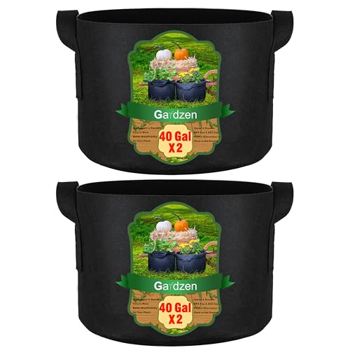 Gardzen 2-Pack 40 Gallon Grow Bags Fabric Pots with Heavy Duty Handles - size: 40 Gallon Bags