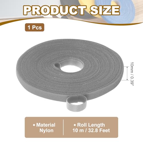 PATIKIL 0.4" x33FT Hook and Loop Tape Double-Sided Nylon Strips Gray - color: Gray, size: 0.4"x33FT