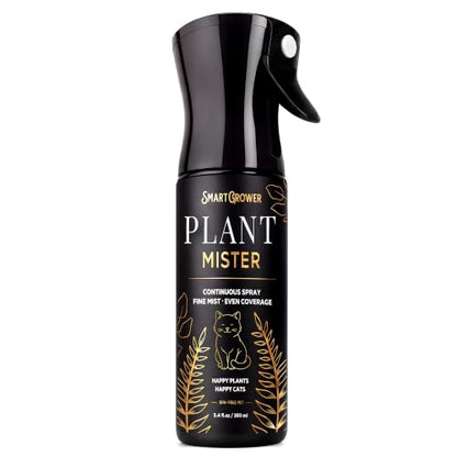 Plant Mister Spray Bottle for Indoor Plants With Plant Care Guide - color: Black with Gold Cat