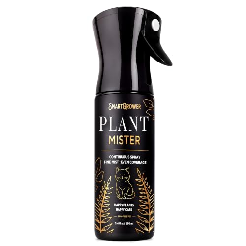 Plant Mister Spray Bottle for Indoor Plants With Plant Care Guide - color: Black with Gold Cat