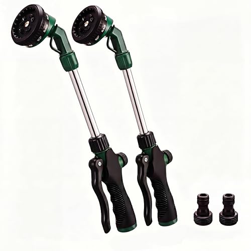 Hushee 2 Pack Garden Hose Watering Wand, 17.7 In Metal Wand, Green - color: Green
