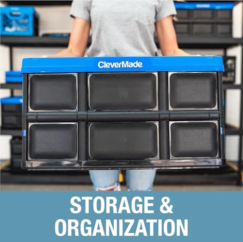 CleverMade Collapsible Storage Bins, 62L 3 Pack, 100 lb Stackable, Ocean - color: Ocean, size: 62l - 3 Pack