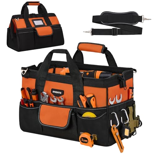 16-Inch Heavy Duty Tool Bag, 22 Pockets Empty Tool Box Organizer Storage, Soft Large Tote Toolbox Organization Portable Handle Carry Drill Toolbag for Handyman Home DIYer, Dad Men Gifts, Orange - color: Orange, size: 16 Inch