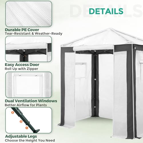 EAGLE PEAK 6x4 Walk in Pop Up Greenhouse, Gray/White - color: Gray/White, size: 6x4