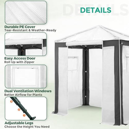 EAGLE PEAK 6x4 Walk in Pop Up Greenhouse, Gray/White - color: Gray/White, size: 6x4