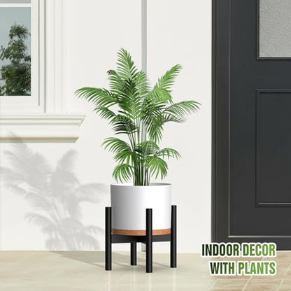 10/9/8 Inch Plant Pots 3 Pack, with Drainage Hole & Saucers - color: Matte White&brown