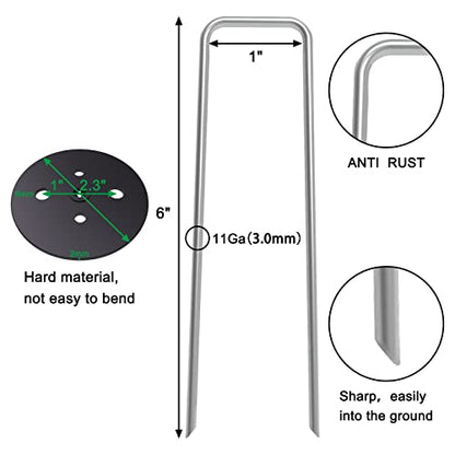 MySit 6 inch Vapor Barrier Stakes 50 Pack with Staples Gasket Caps - size: 50pcs without pick hook