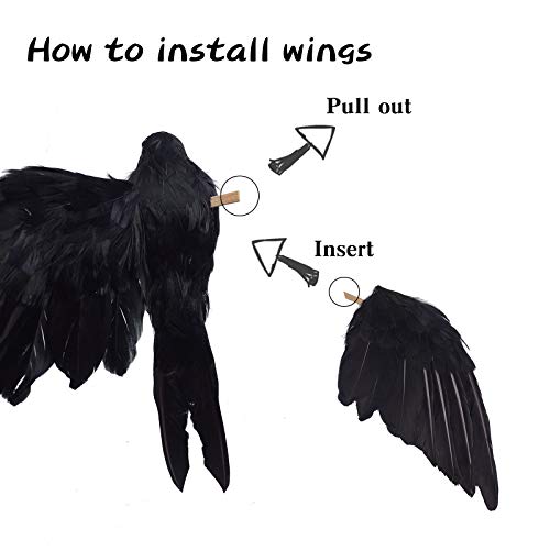 Etistta 2-Pack Realistic Crows Lifesize Extra Large Handmade Black Feathered Crow for Halloween Decorations Birds, L (13 inch+12 inch) - size: L (13in+12in)