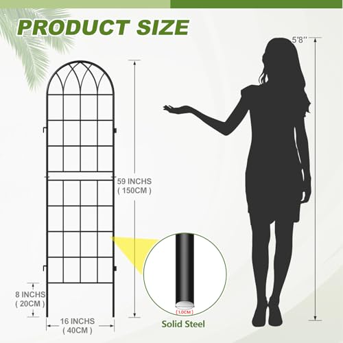 DoCred 4 Pack Garden Trellis for Climbing Plants, 59 Inch Metal Trellis - color: Black, size: 59''H x 16''W/4 Pack