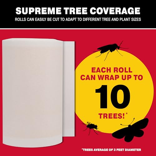 Catchmaster Tree Shield Lantern Fly & Ant Traps Insect Barrier, 4 Rolls 30ft Each, Outdoor Adhesive Crawling Insect Trap to Protect Trees, Fruit & Plants, Pest Control Lawn & Garden (Pack of 2) - size: 4 Rolls (Pack of 2)