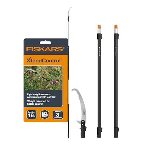 Fiskars 4-16 Ft XtendControl Extendable Modular Pole Saw & Tree Trimmer - style: 16' X3 Double-Hooked Saw